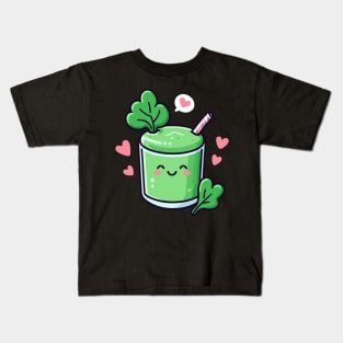 Kawaii Food Illustration | Kawaii Green Smoothie Drink | Kawaii Food Design for Vegan Kids T-Shirt